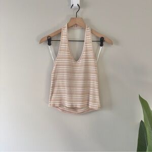 American Eagle Outfitters Striped Halter Tank Top Cropped Sleeveless Y2K Crop L